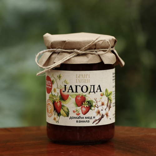 Strawberry-Vanilla Cream 320 gr – organic strawberries, real vanilla and honey